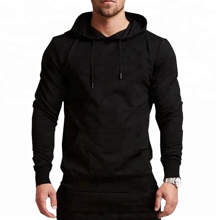 Black Color Plain Men Casual Style Street Wear Hoodies For Men In Stock Ready To Ship OEM & ODM Service Hoodies Supplier