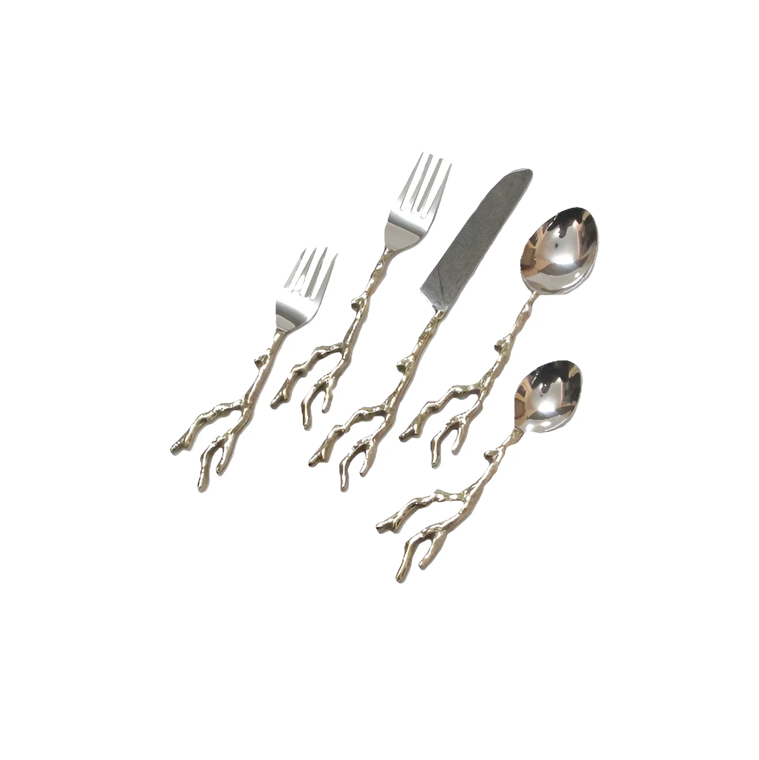 Silver Nickel Plated Branches Design Handcrafted Sets Silverware Flatware By United Handicrafts