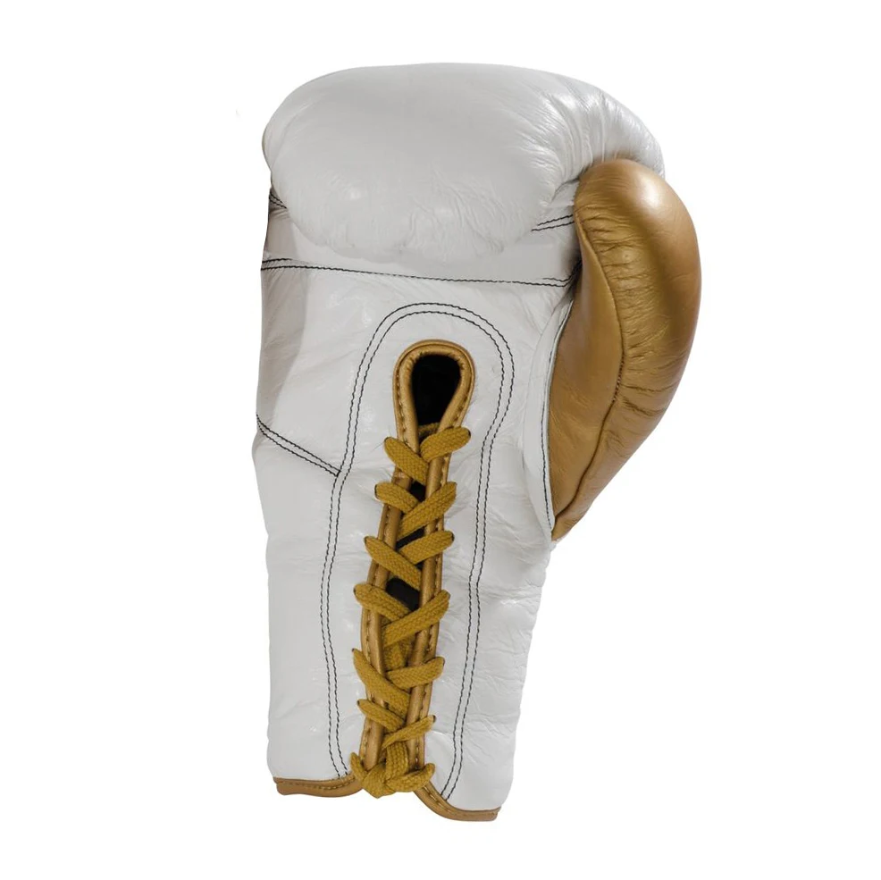 Top Quality Professional White Gold Horse Hair Leather Boxing Gloves For Fight