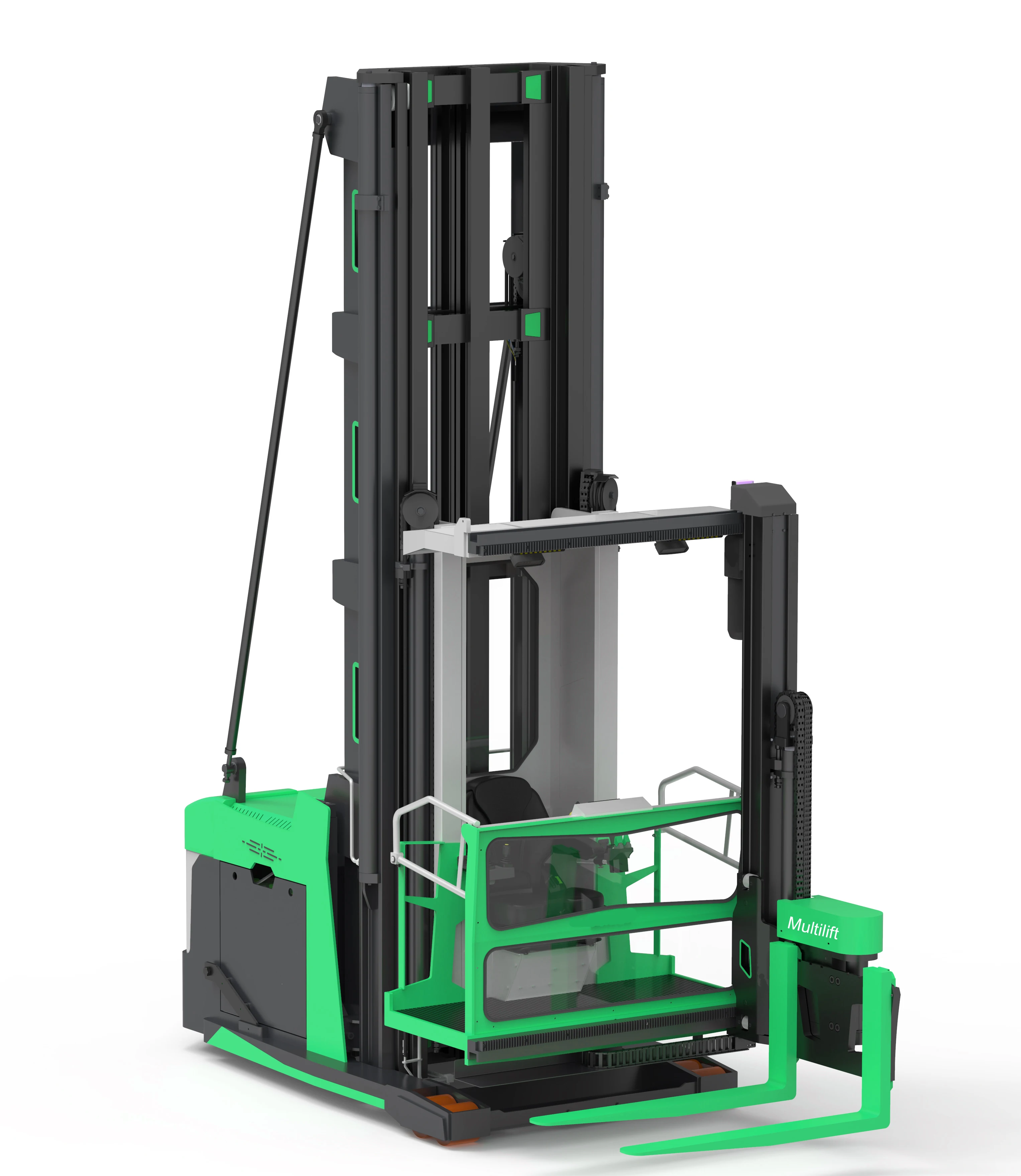 Man up turret forklift 1.5 Ton Narrow Aisle 3 Way Vna Electric Pallet Stacker Tri-lateral Forklift Up To 7 Meters High