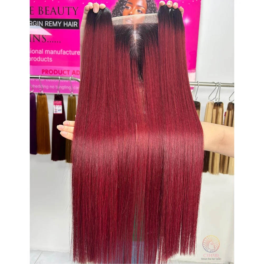 High Quality Vietnamese Remy Human Hair Double Drawn Bone Straight Hair Bundles All Length All Color