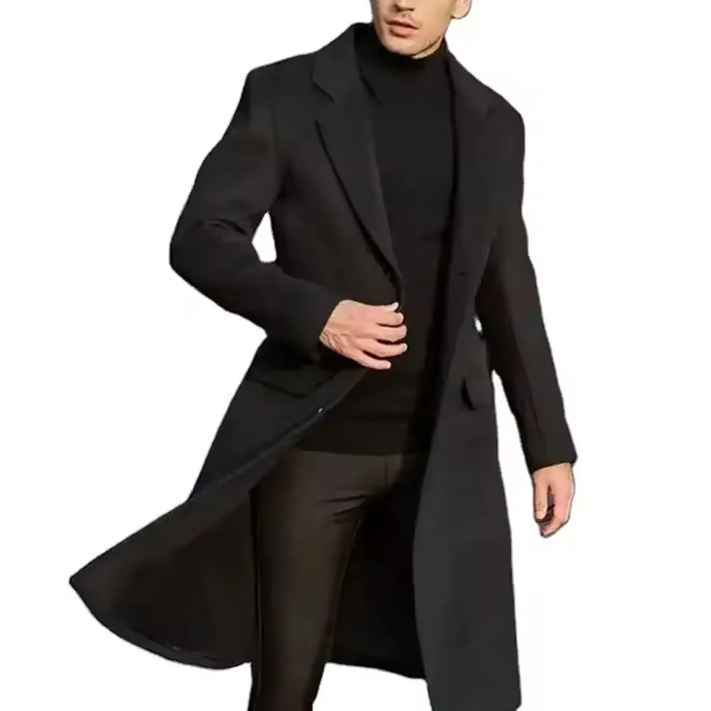Classical New Men Fashion Wear men Long Coat Autumn and winter season men Leather Overcoat best quality Custom Color