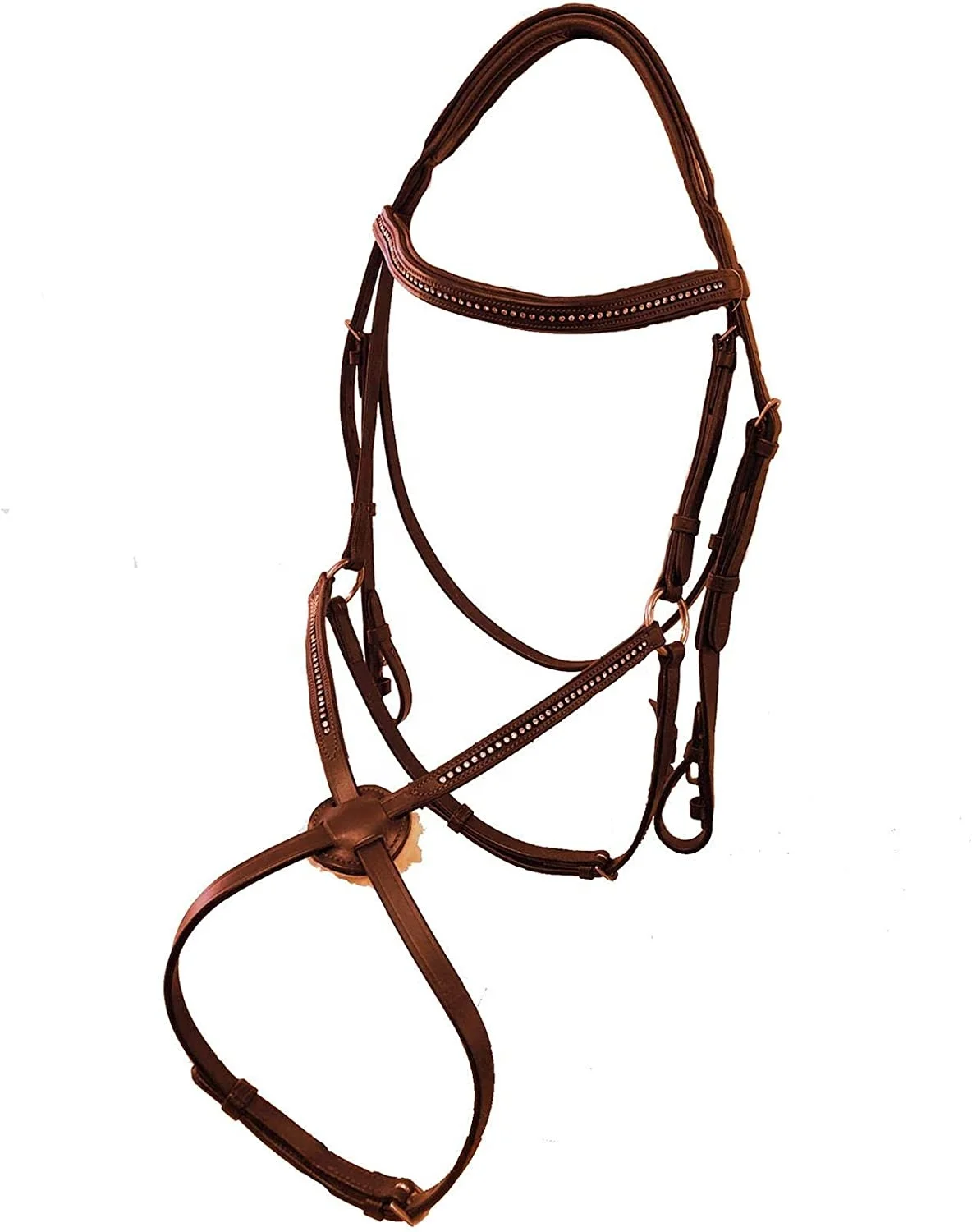 Wholesale Custom Equestrian Leather Horse Figure 8 Bridle Rhinestone Jeweled Show Head Gear Cross Noseband Horse Equipment