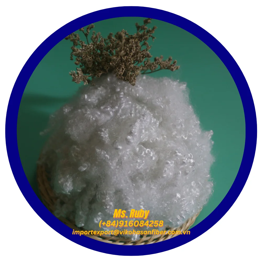 PET Flakes HCS White Grade Polyester Staple Fibers 3D Fine Hollow Low Price Manufacturer-Vikohasan Stuffing Pillows Clothes Toys