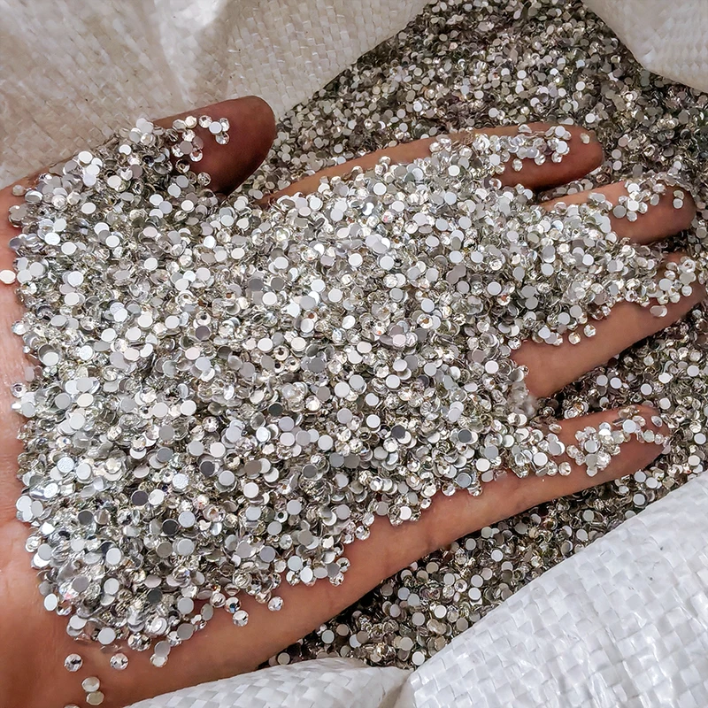 Blinginbox Wholesale P01 Crystal Non-Hotfix Nail Gems  Loose Silver Foil Back Crystal Rhinestones for Nail Art