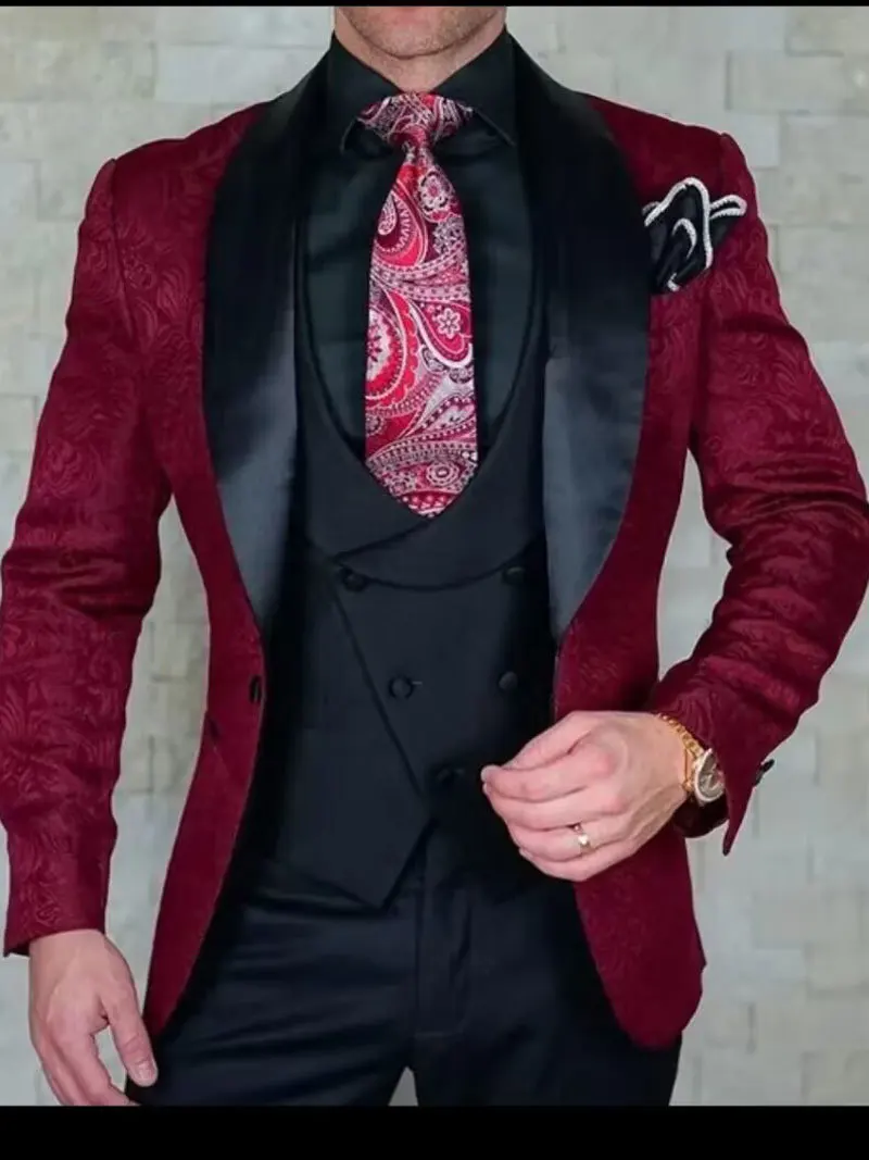 Jacquard Luxury Tailored Made Suits Ropa Para Hombres Costumes Adult Roupas Masculinas Italy Groom Wear Smoking Tuxedo Suits