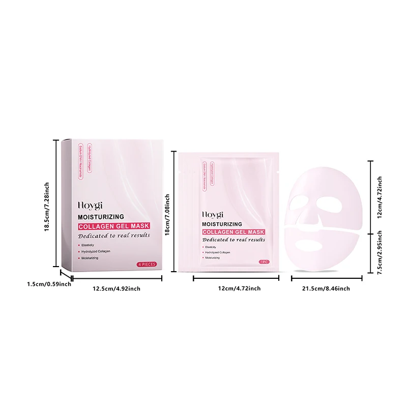 Ready-to-Sell Color Box Package 4 Pieces Pink Collagen Gel Mask