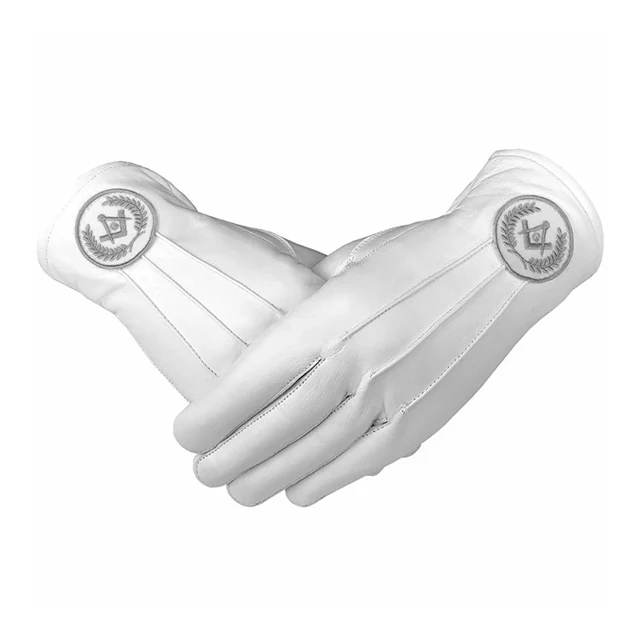 OEM Custom Masonic Regalia Soft Cotton Nylon White Gloves For Parade
