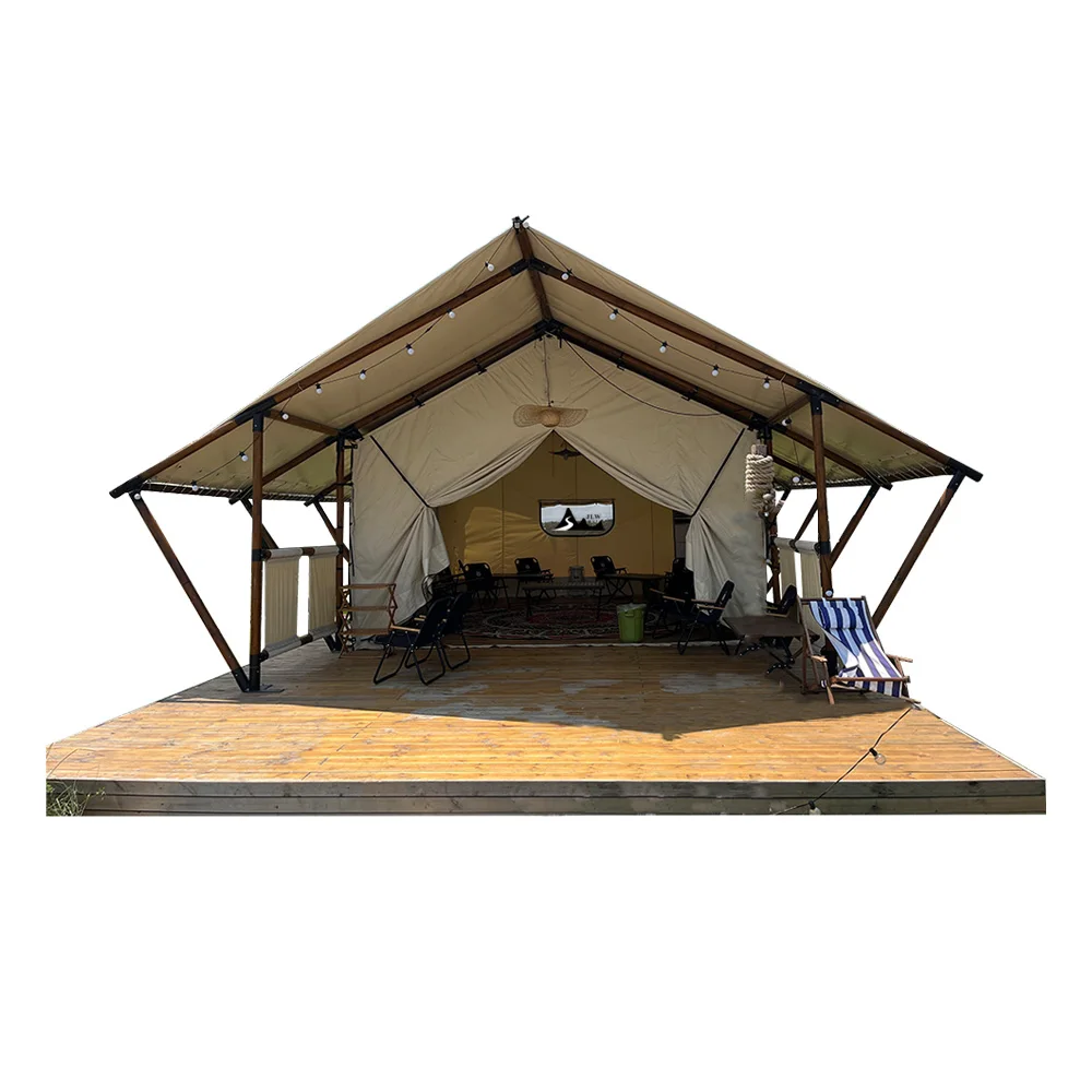 Outdoor Waterproof Canvas Glamping Tent Luxury Resort Hotel Safari Tent For Sale With Bathroom