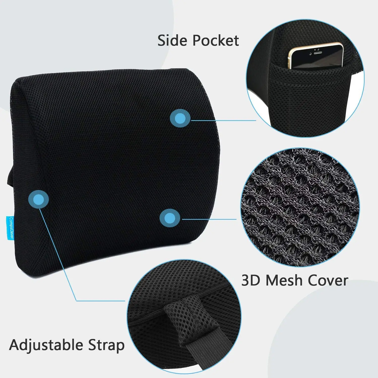 OEKO-TEX Orthopedic Ergonomic Adjust Comfort Car Seat Office Chair Memory Foam Waist Back Support Cushion With Lumbar Pillow