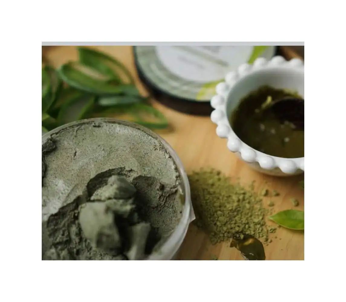 Thai Herbal Clay Mask , Aloe Vera Mud Add Green Tea Powder, Premium Quality from Thailand 450g.