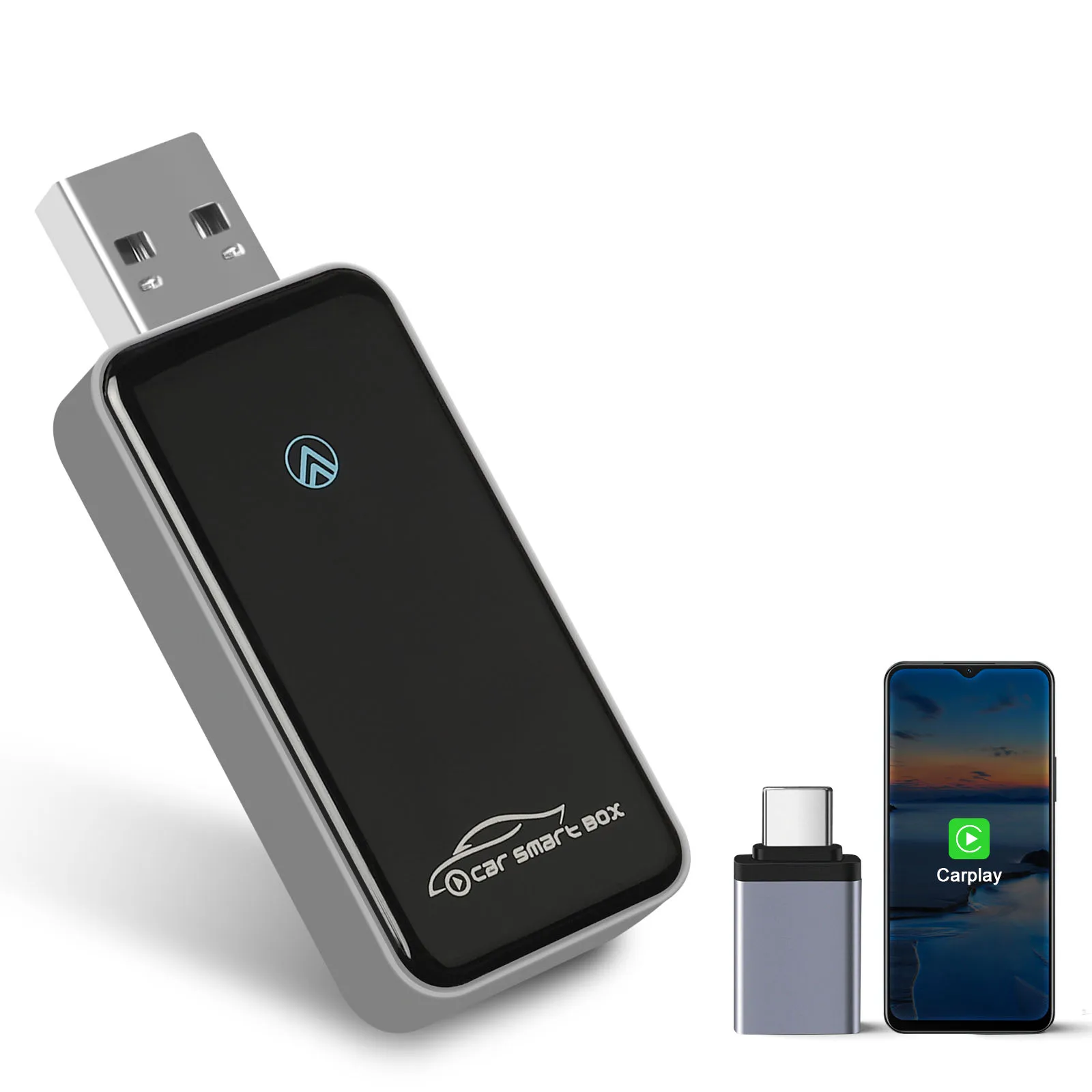 High Quality Portable Wireless Carplay Dongle Mini 2-In-1 Wired To Wireless Carplay Ai Box Bluetooth Wifi Android Auto