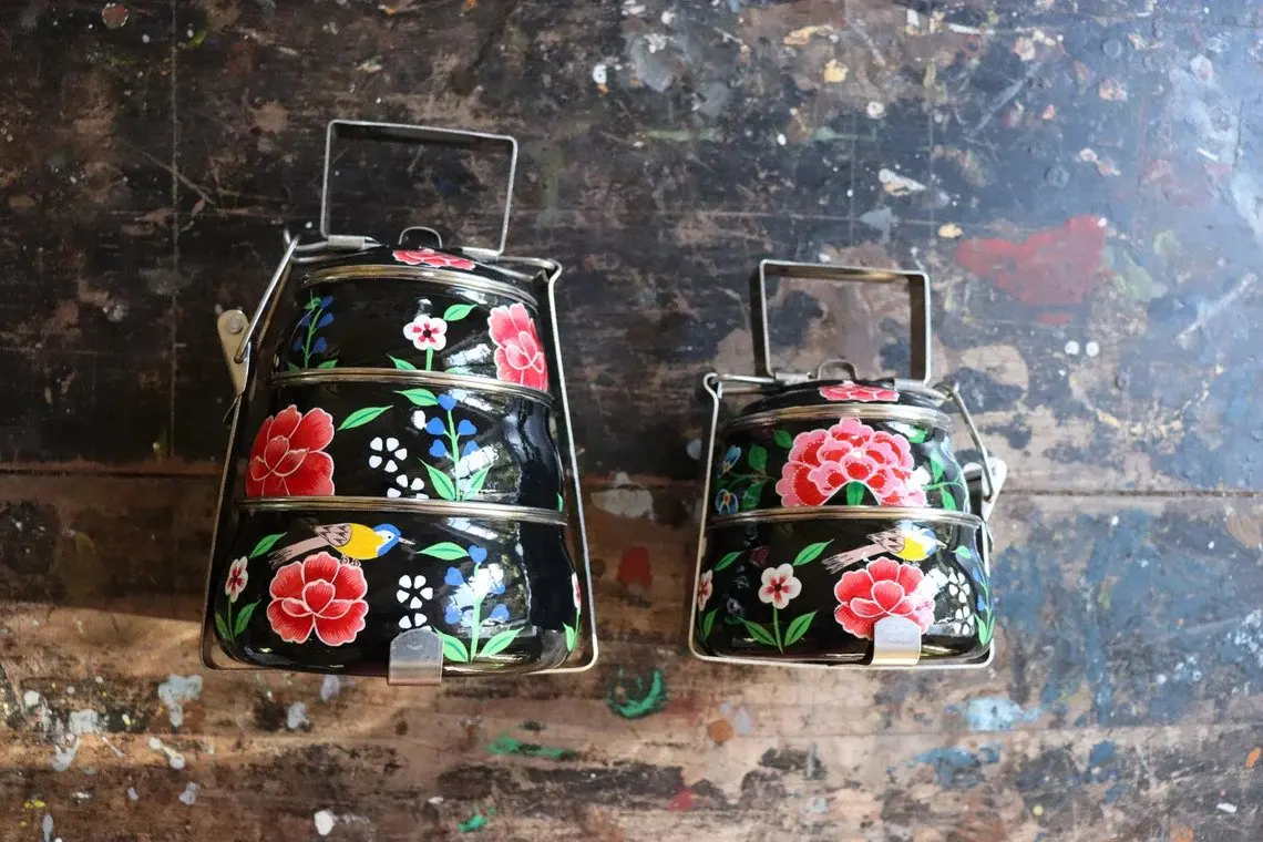 KING Stackable Take Away Metal Tiffin Carrier 2/3/ Layers Stainless Steel Thermal Food Container Insulated Lunch Box with Handle