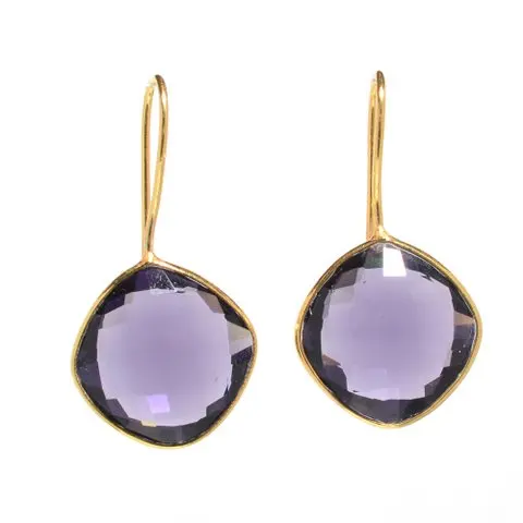 Brass Earrings Amethyst Hydro Attractive Brass Gemstone Brass earrings