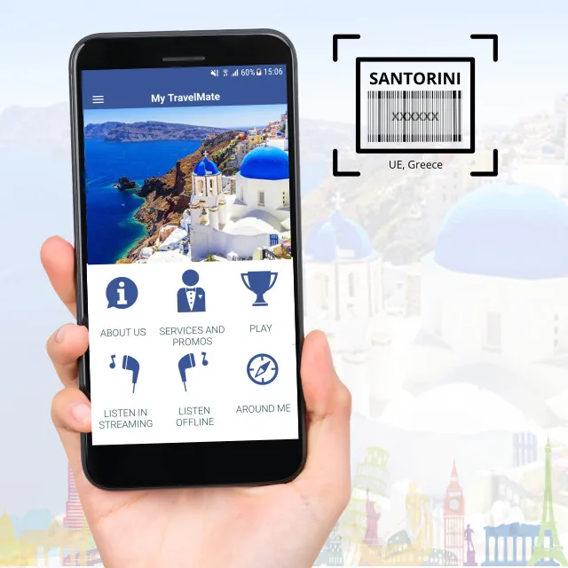 Оптовая продажа Santorini аудиогид приложение для авиабилетов цифровые коды приложений путешествий многоязычных аудиогид-сервисов