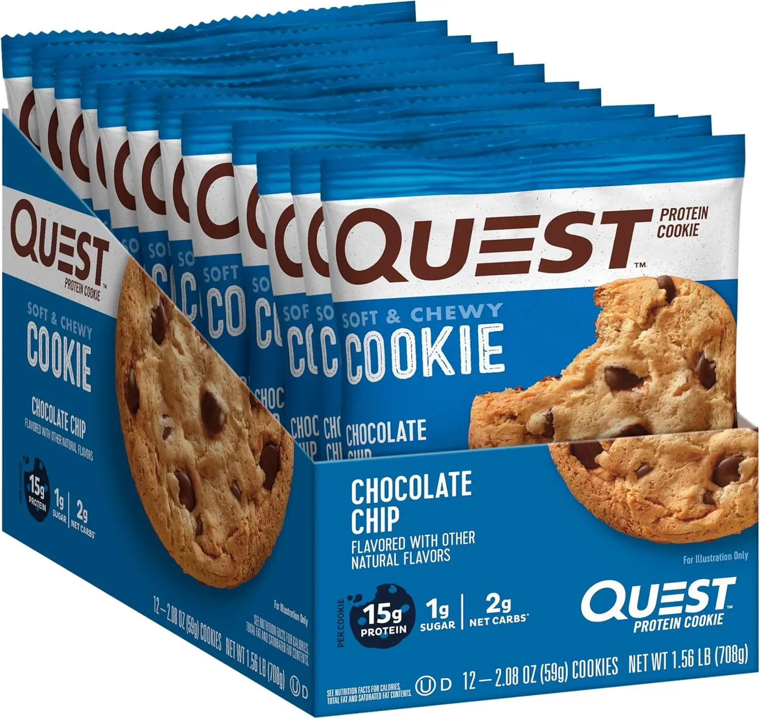 Quest Nutrition Chocolate Chip Protein Cookie Keto Friendly High Protein  Low Carb 12 Count