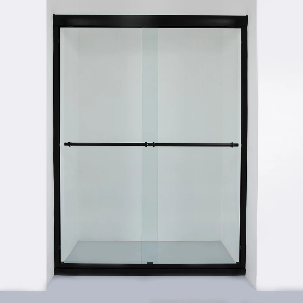 Wholesale Semi-frameless black aluminium sliding Shower glass doors double sliding bathroom bathtub shower glass door