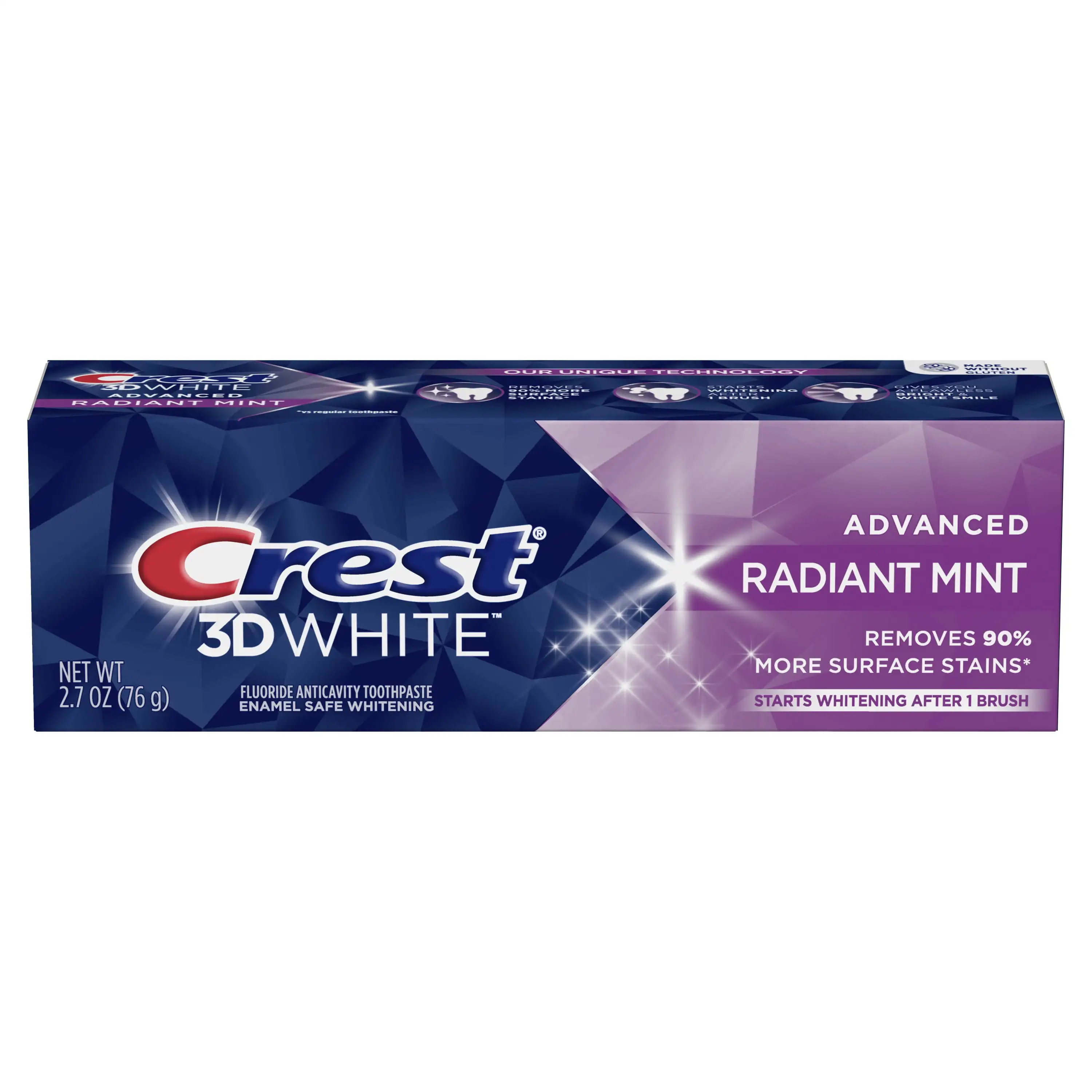 Crest 3DWhite Advanced Radiant Mint Teeth Whitening Toothpaste, 3.3 oz, 3 Pack
