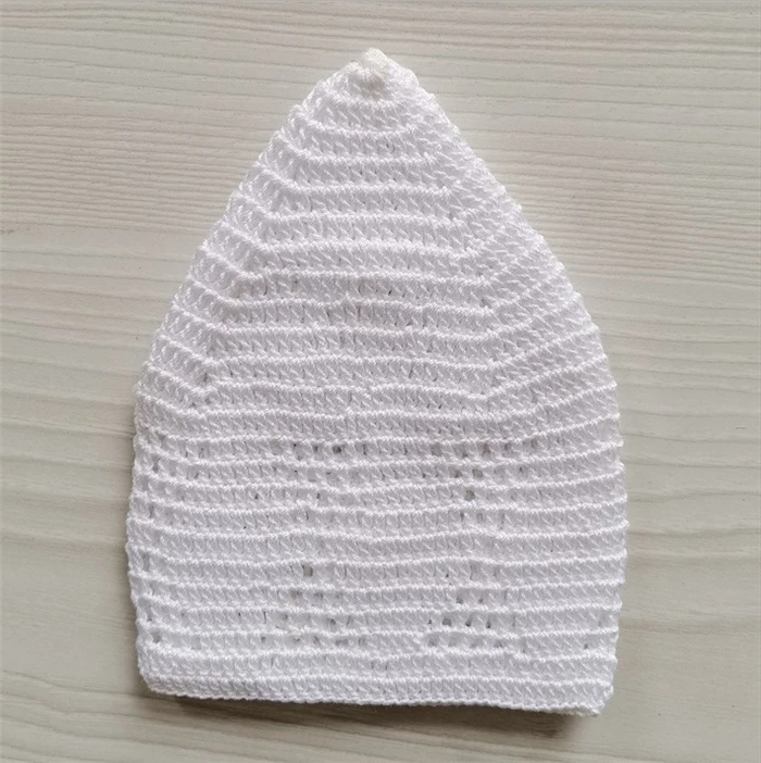 New Arrival 2023 Muslim Polyester Cap white Hand Crocheted Wholesale Price Easy To Wear Muslim Caps OEM Service Muslim Caps