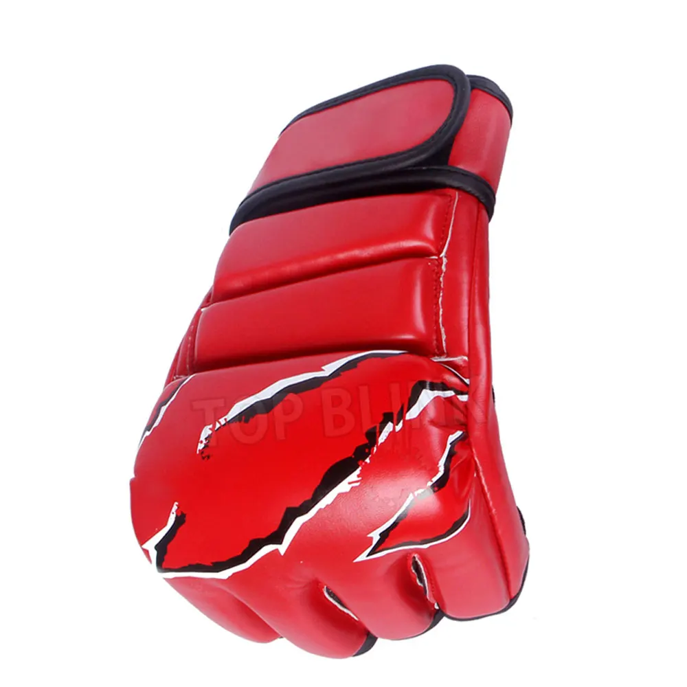 Wholesale Muay Thai MMA Half Finger Gloves Boxing Gloves Real Cowhide Leather MMA Gloves Youth