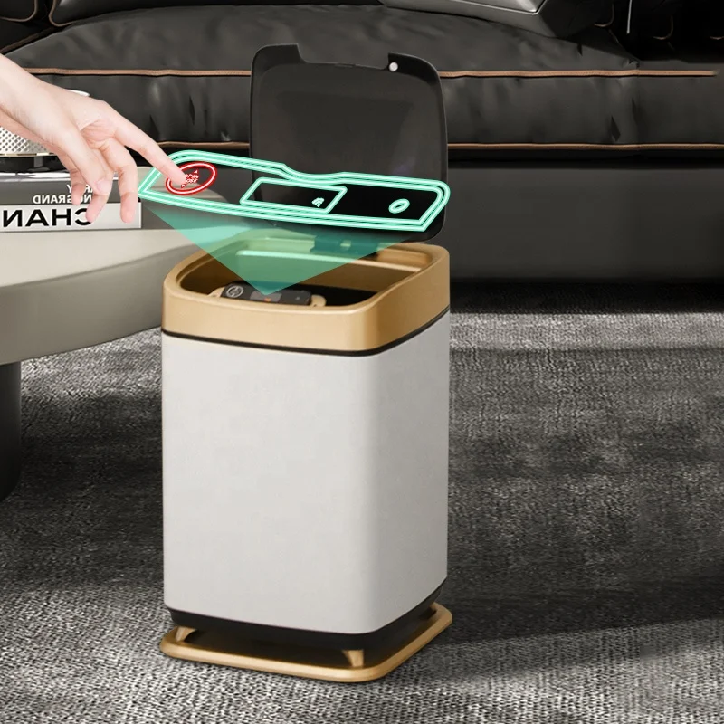 Leasylife 12LRectangle Sensor Rubbish Stainless Steel Sanitary Trash Can  Kitchen Smart Garbage Bin