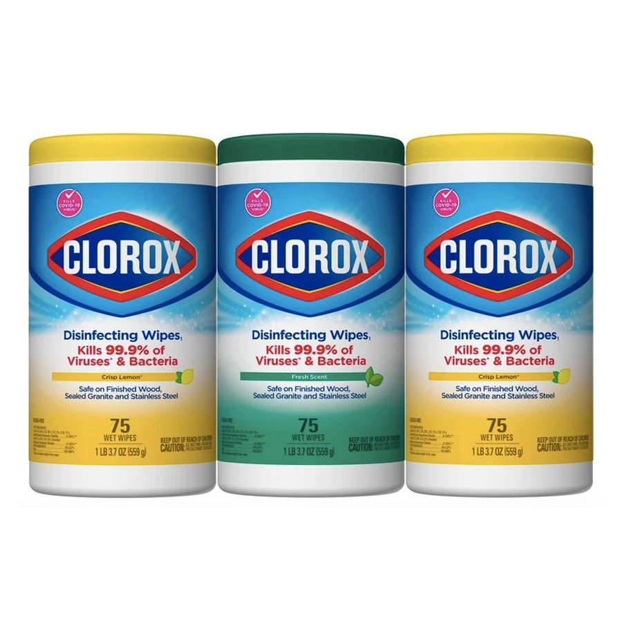 Дезинфицирующие салфетки Clorox хрустящий лимонный аромат 85 карат в упаковке 2 шт.