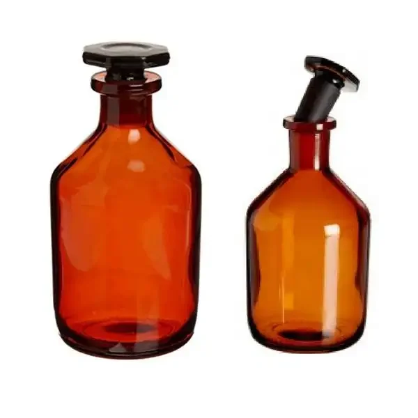 Hot Selling Reagent Bottles Narrow Mouth Amber With Solid Interchangeable Glass Stopper Various Capacity (30 ml to 5000 ml)