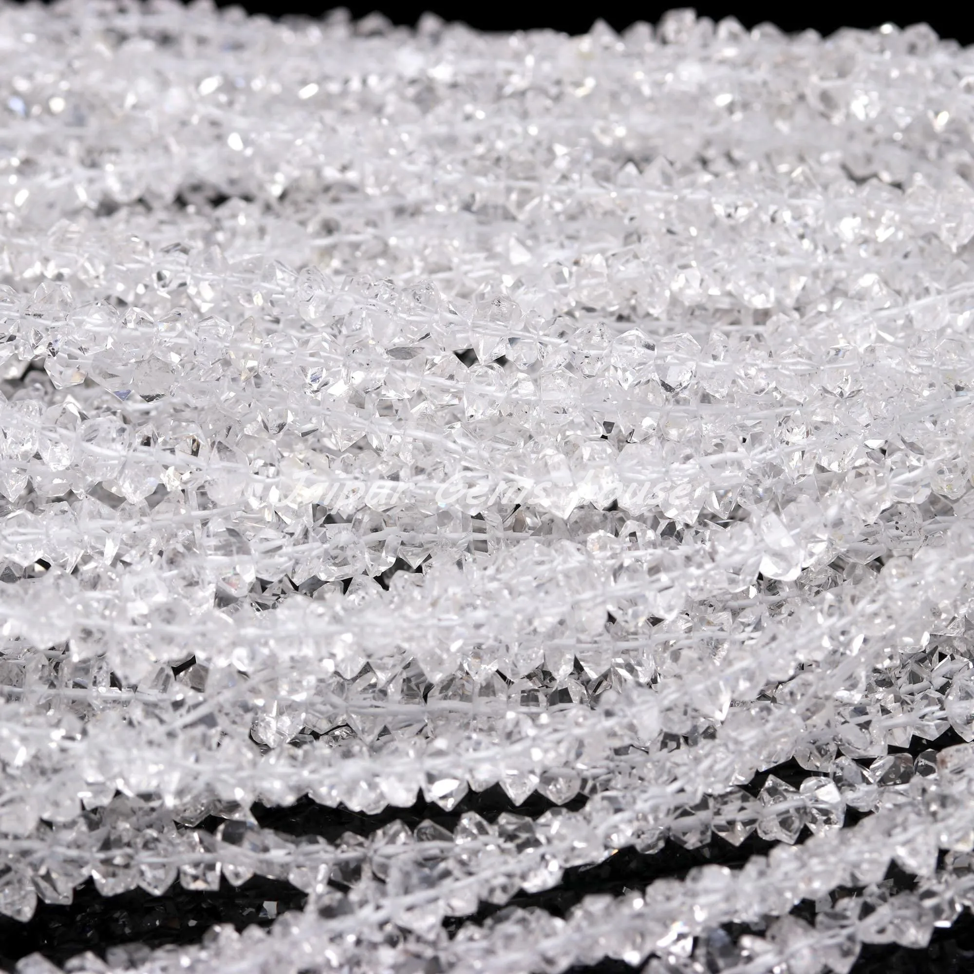 Best Selling Clear Raw White Herkimer Diamond Quartz Beads Diamond Drilled Double Terminated Beads Chakra Healing Jewelry Beads