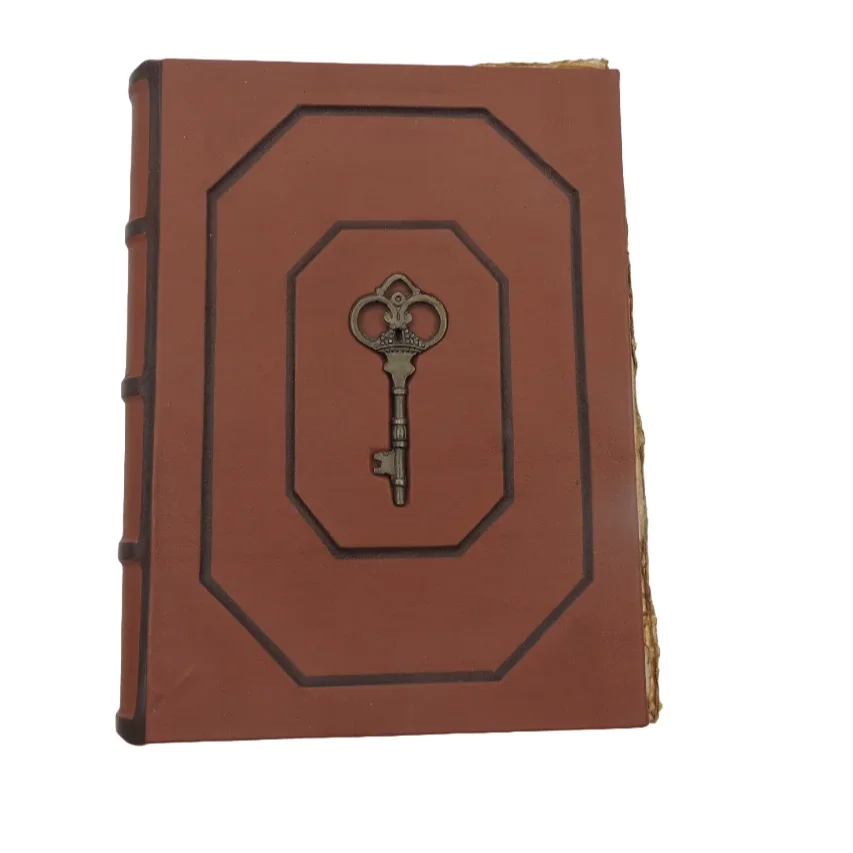 The Antique Key Secret Diary Handmade Customized Vintage Deckle Edge Recyclable Cotton Paper A4 Hardcover Leather Writing Diary