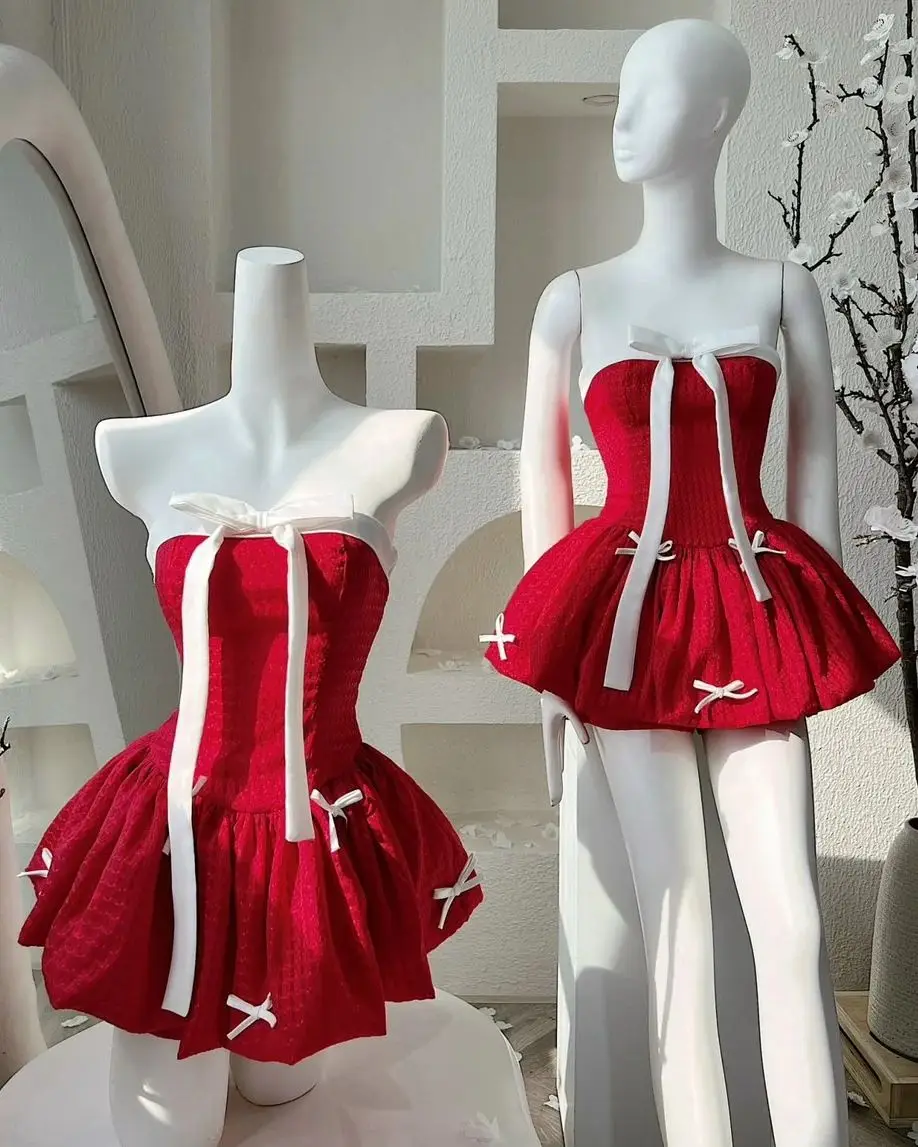 Luxurious Party Dress DR31 With A Big Bow On The Chest And Comes With A Chest Pad Made Of Soft Colorful Foam Body Fabric 2024