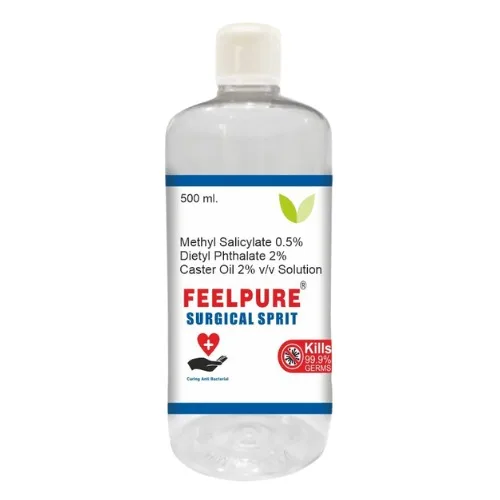 Surgical Spirit Methyl Salicylate 0.5%, Diethyl Phthalate 2%, Caster Oil 2% 500 ML With customized Packing Size Surgical spirit