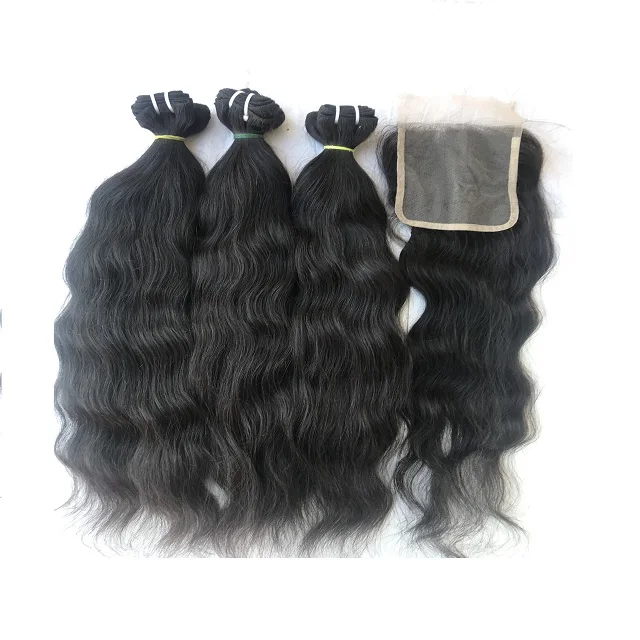 Hot Sale Best Quality Human Hair Natural Waver Bundles With 5x5 HD Lace Closure Raw Unprocessed Virgin Mongolian Hair Extensions