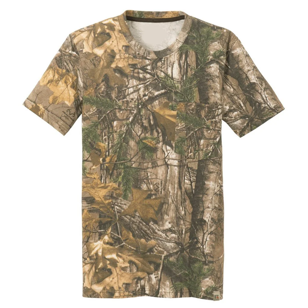 Wholesale Jungle printed palm tree real camo T Shirt Tshirt T-shirts Men Print Black 100% Cotton made tee shirts