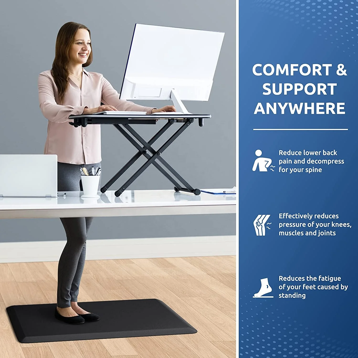 Waterproof Non Slip Anti Fatigue Kitchen Rug Standing Desk Mat Comfort Floor Mats for Kitchen House Sink Office