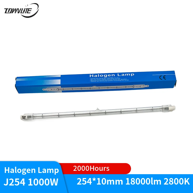 Marine halogen lamp Quartz iodide tungsten lamp halogen lamp 220-240V J254 1000W 2800K 2000 hours life  18000lm