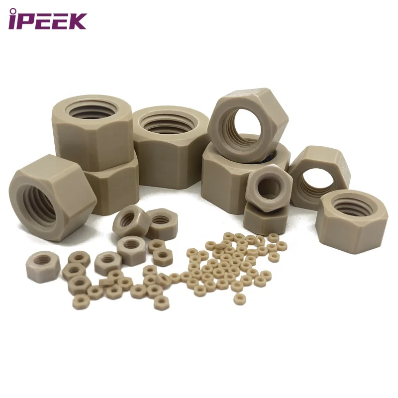 Stock Variety Size Virgin Material Thin Thick PEEK Screw Hex Nut