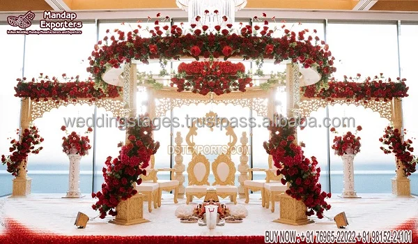 Classic Elephant Teeth Pillars Indoor Wedding Mandap South Indian Elephant Tusk Pillars Mandap Hindu Wedding Elephant Mandap
