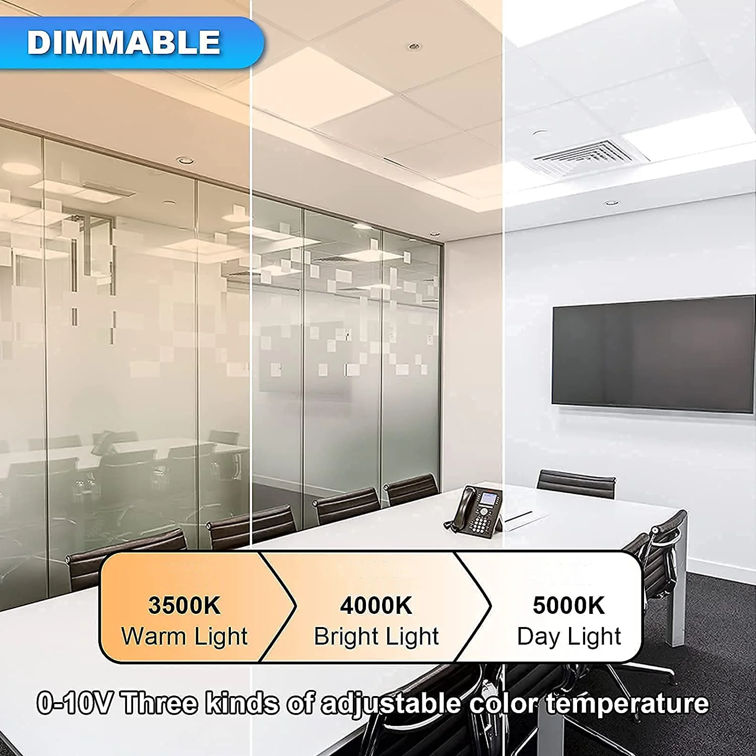led backlit panel light 120-277v 125lumen per watt with DLC premium power and 3CCT tunable drop ceiling office fixture