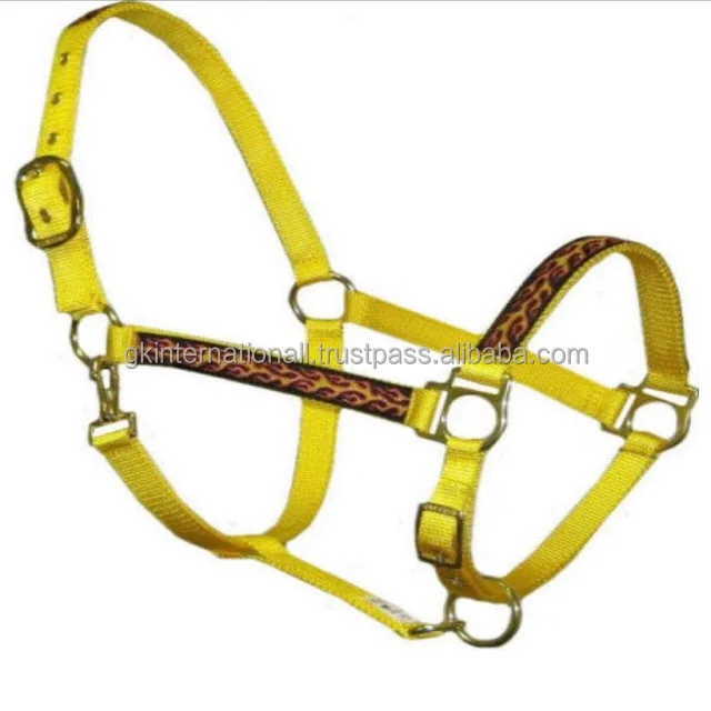Wholesale Best Quality Adjustable Custom made Yellow flame pattern Nylon Horse Halter Equestrian Horse Riding Headcollar