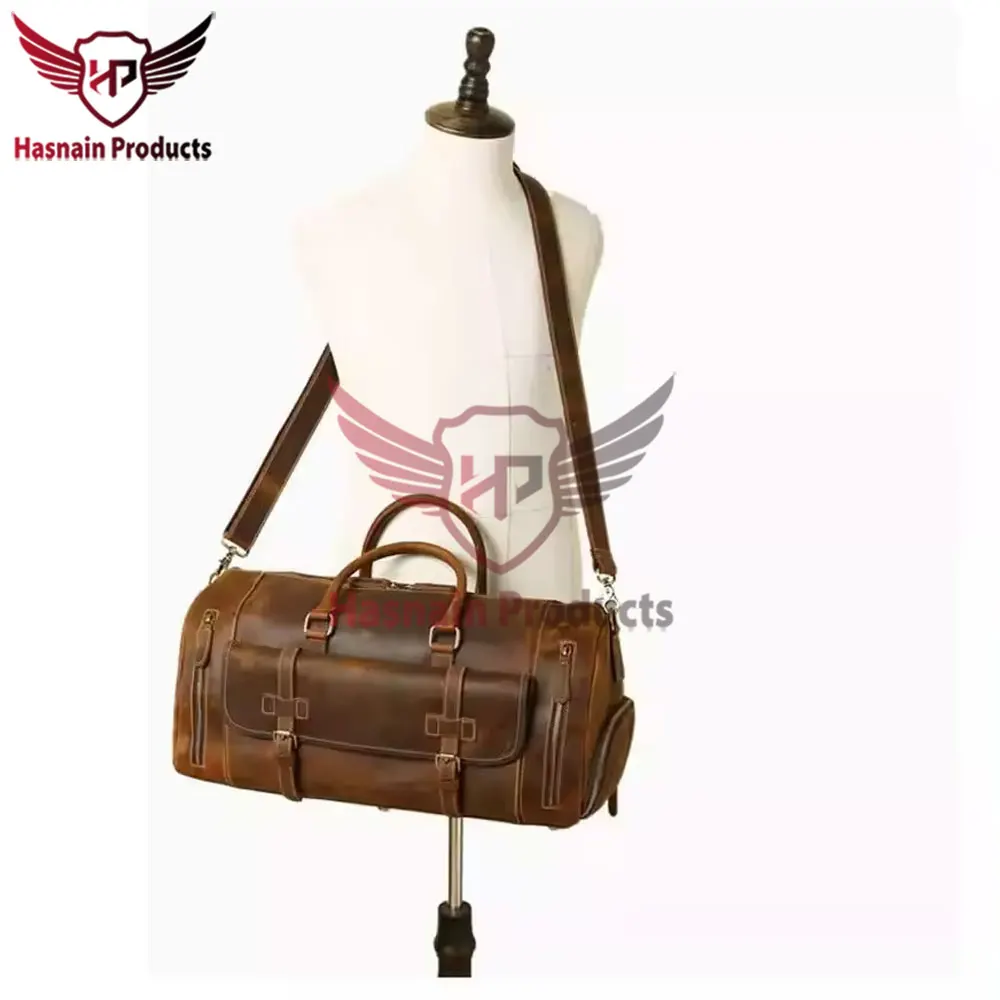 Exquisite Handcrafted Customizable Luxury Pure Leather Travel Duffel Bag - Premium Unisex Genuine Leather Weekend Luggage