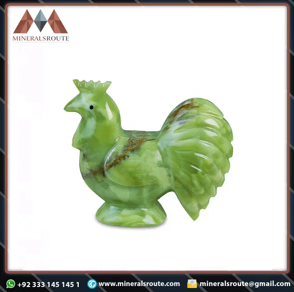 High Quality Green Onyx Rooster Customized Handmade crafts Onyx marble crafts Top Quality products from Minerals route.