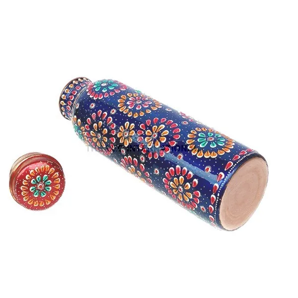 copper metal printed abstract design buy direct purchase from supplier water bottle 3X3X10 Inch 1 liter capacity Controls ageing