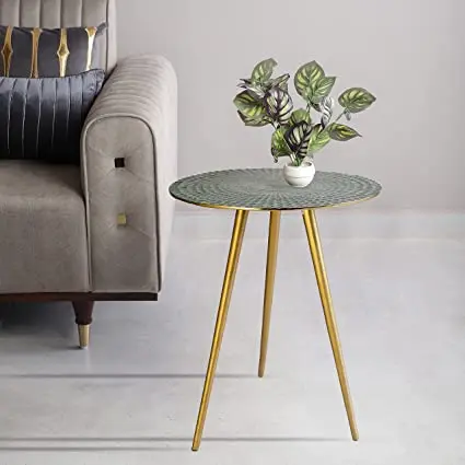 Gold and white marble table Coffee High Quality Metal Marble Round Side Table, Marble Side Table With Metal