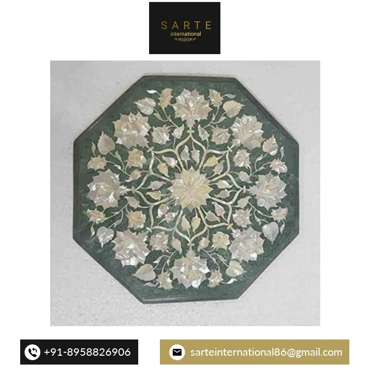 Best Quality Top Selling Elegant Design Home Living Room Luxury Green Abalone Inlay Natural Marble Coffee Table Top