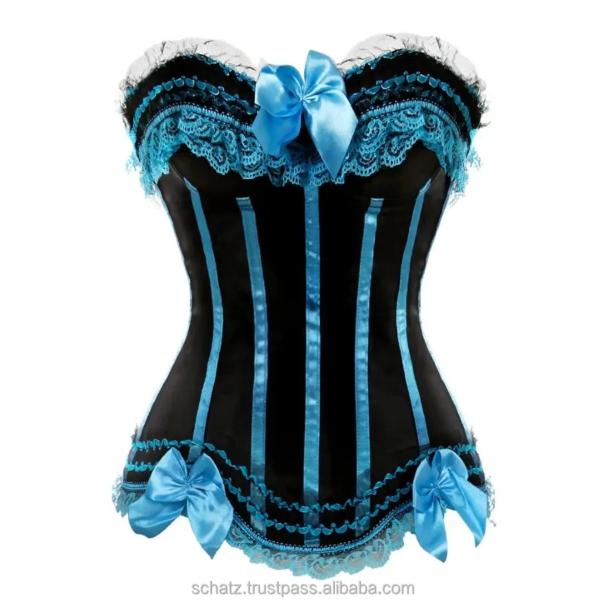 Vintage Satin Burlesque Corsets Women Sexy Lace Overbust Body Shaper Zipper Plus Size Bustier Lingerie Breathable Comfortable
