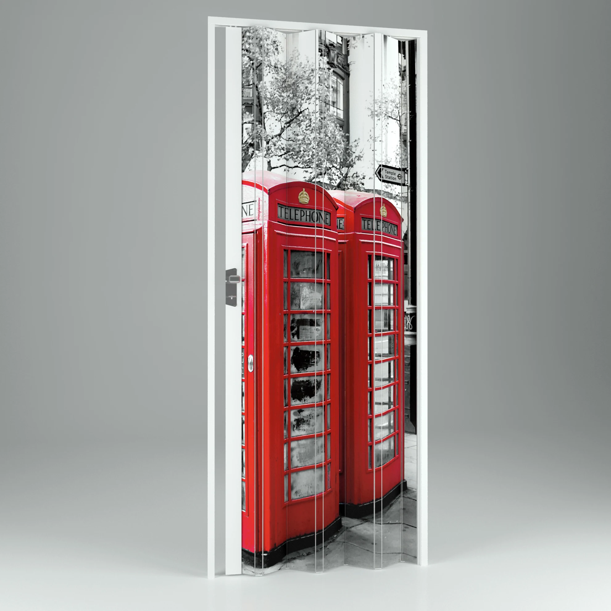 Premium HD Digital Print London PVC Bi-fold Door with Silver Aluminum Lock Modern Elegant Design Sliding Open Style CE Certified