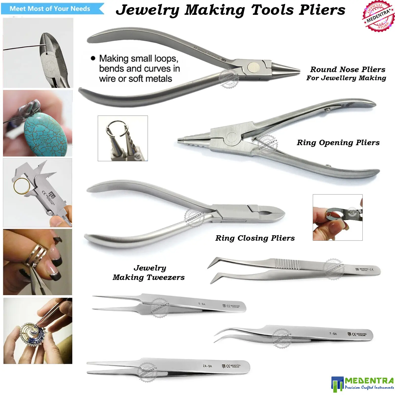 Jewelry Making Tools Top Notch Equipment Hobby Wire Cutter Round Nose Pliers Beads Tweezers UKCA CE