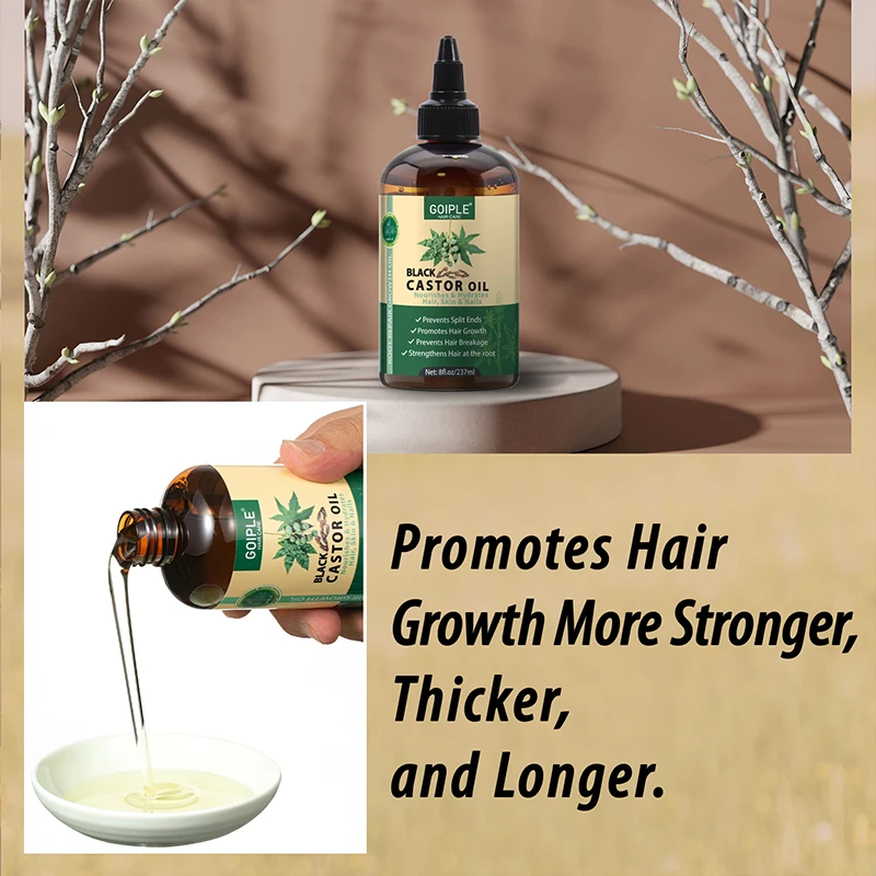 Private Label Natural Pure Jamaican Black Castor Essential Oil Cold Pressed Unrefined for Scalp Treatment Hair Growth Care Serum