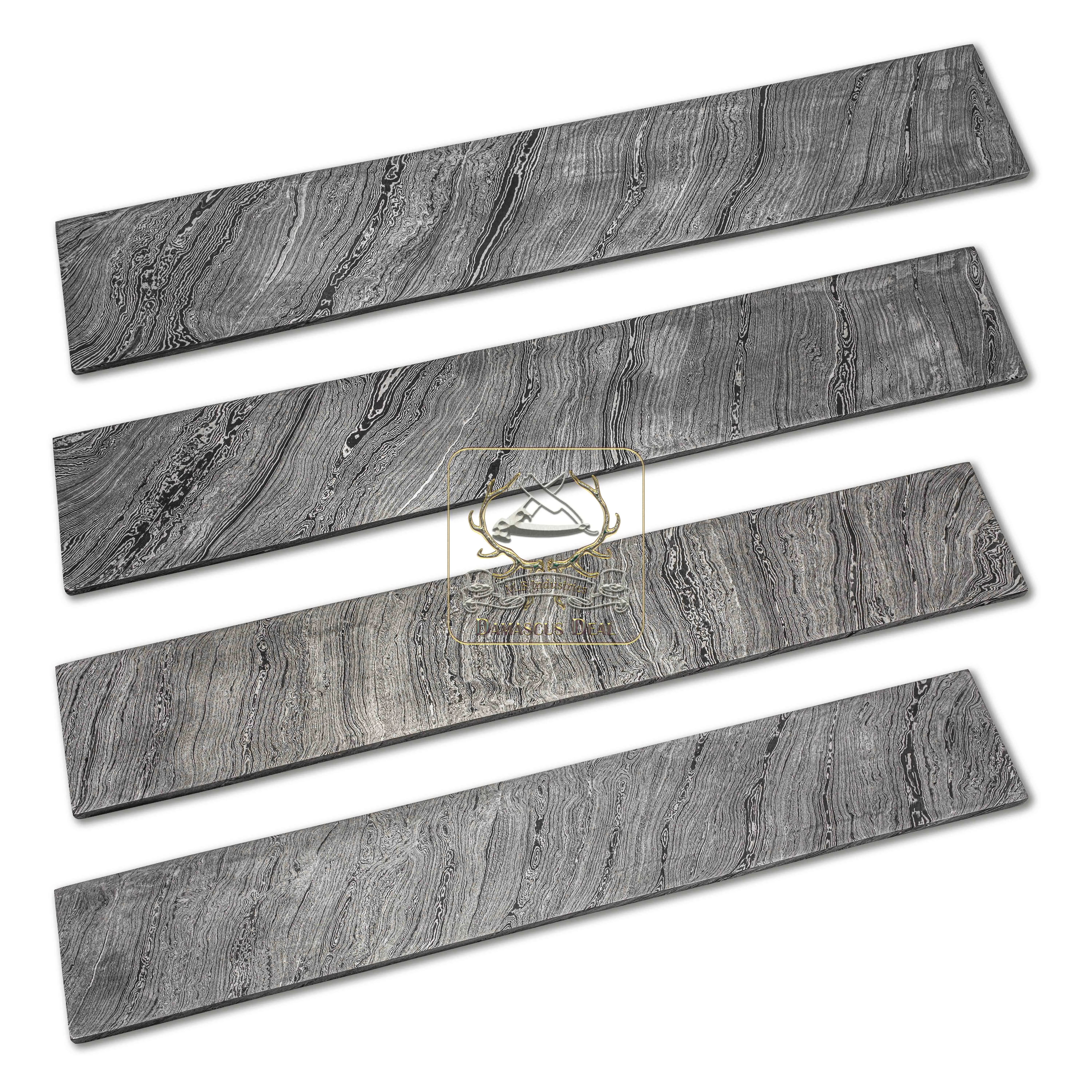 Damascus Steel Billet Twisted Pattern DD-Twist-618 for Knife Making Hand Forged Carbon Steel Hardness 58-62 HRC Billet