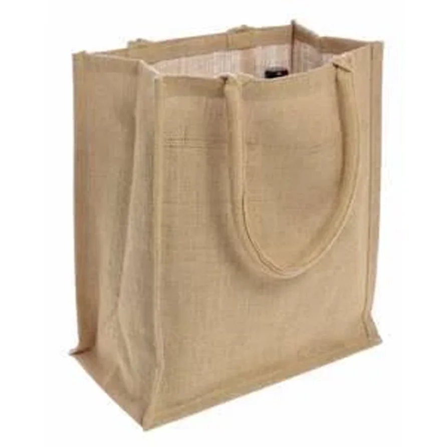Wholesale Custom Printed Eco Friendly jute wine bottle bags Ladies Grocery Shopping jute Tote Beach Bag